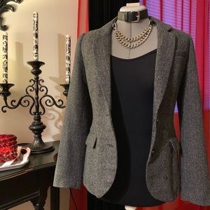 H&M Tweed Two Button Blazer with Elbow Patches